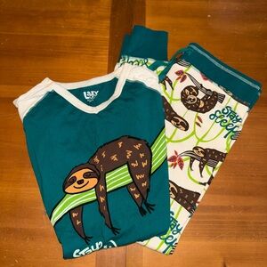 Lazy One Lounge Set Womens M Sloth Stay Sleepy 3/4 Sleeve Pants Comfy Casual